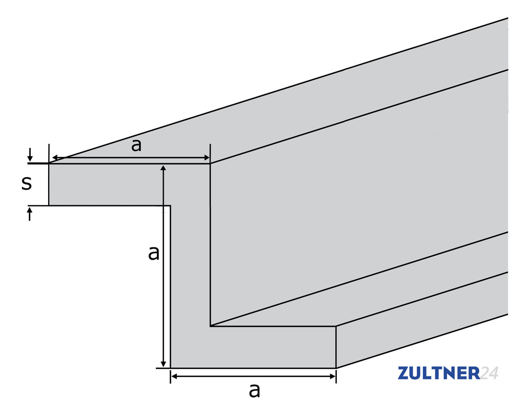 Aluminium z-profile EN-AW 6060 (AlMgSi0,5) 50x50x50x4 mm extruded T66  factory length 6m