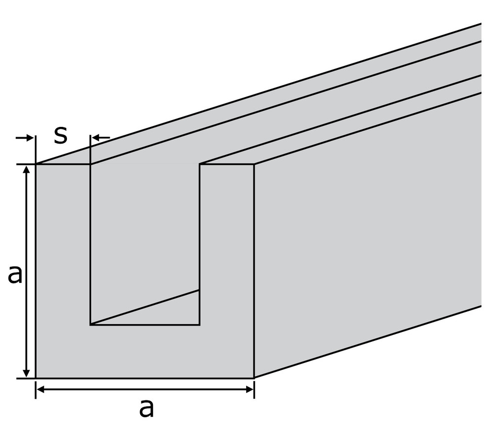 thyssenkrupp U-Profil aus Aluminium gepresst EN AW-6060 in 25 x 25 x 25 x 3 mm Länge: 1000 mm Alu Profil Schiene