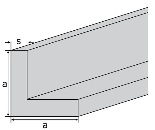 Aluwinkel Angle Longueur 1000 mm 100 cm de 10x10x2mm à 100x100x10mm AlMgSi 0,5 